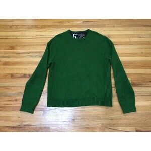 Vintage Gap Sweater Men's XL Green Tight Knit Crew Ribbed Hem Wool Blend